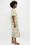 Yellow Amaryllis Floral Mimi Midi Dress