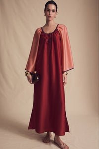 Terracotta Colorblock Organza Zola Maxi Dress