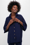 Navy Viscose Charmeuse Nautilus Blouse
