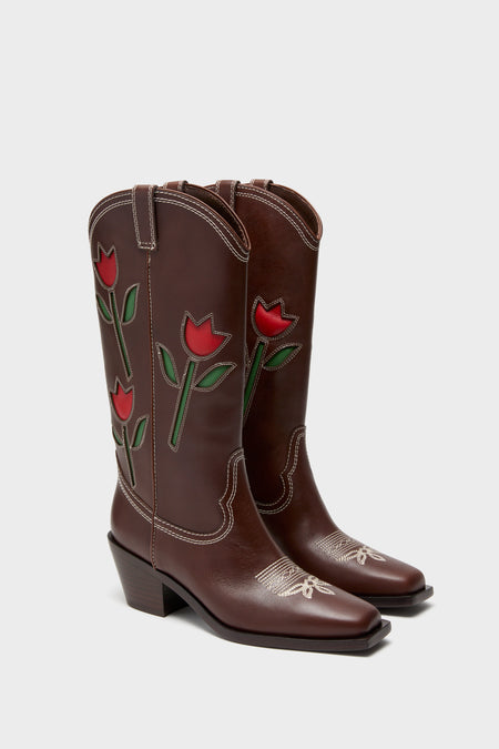 Espresso Vachetta with Tulips Wilder Boots