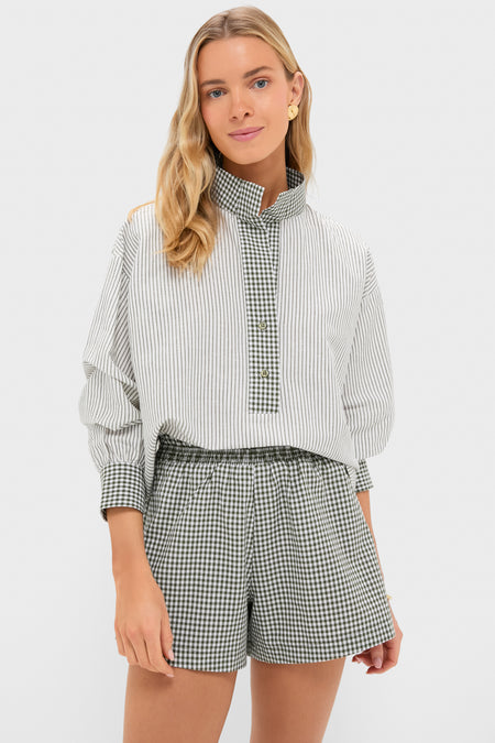 Green Gingham Roxane Popover Top