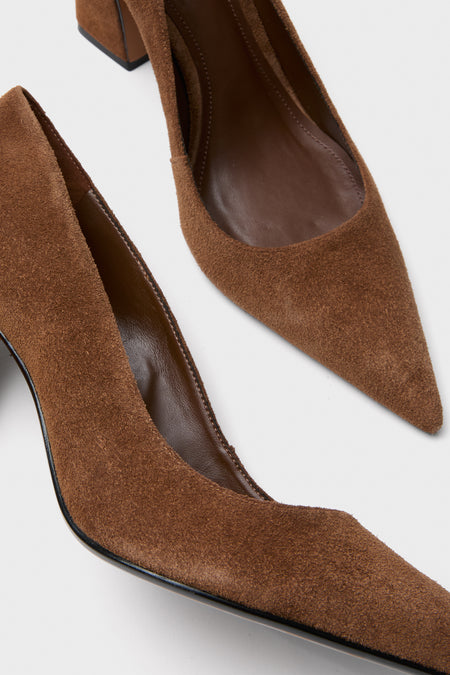 Pecan Brown Suede Eleanor Heels