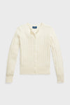 Girls Long-Sleeve Cotton Cable Knit Lurex Cardigan