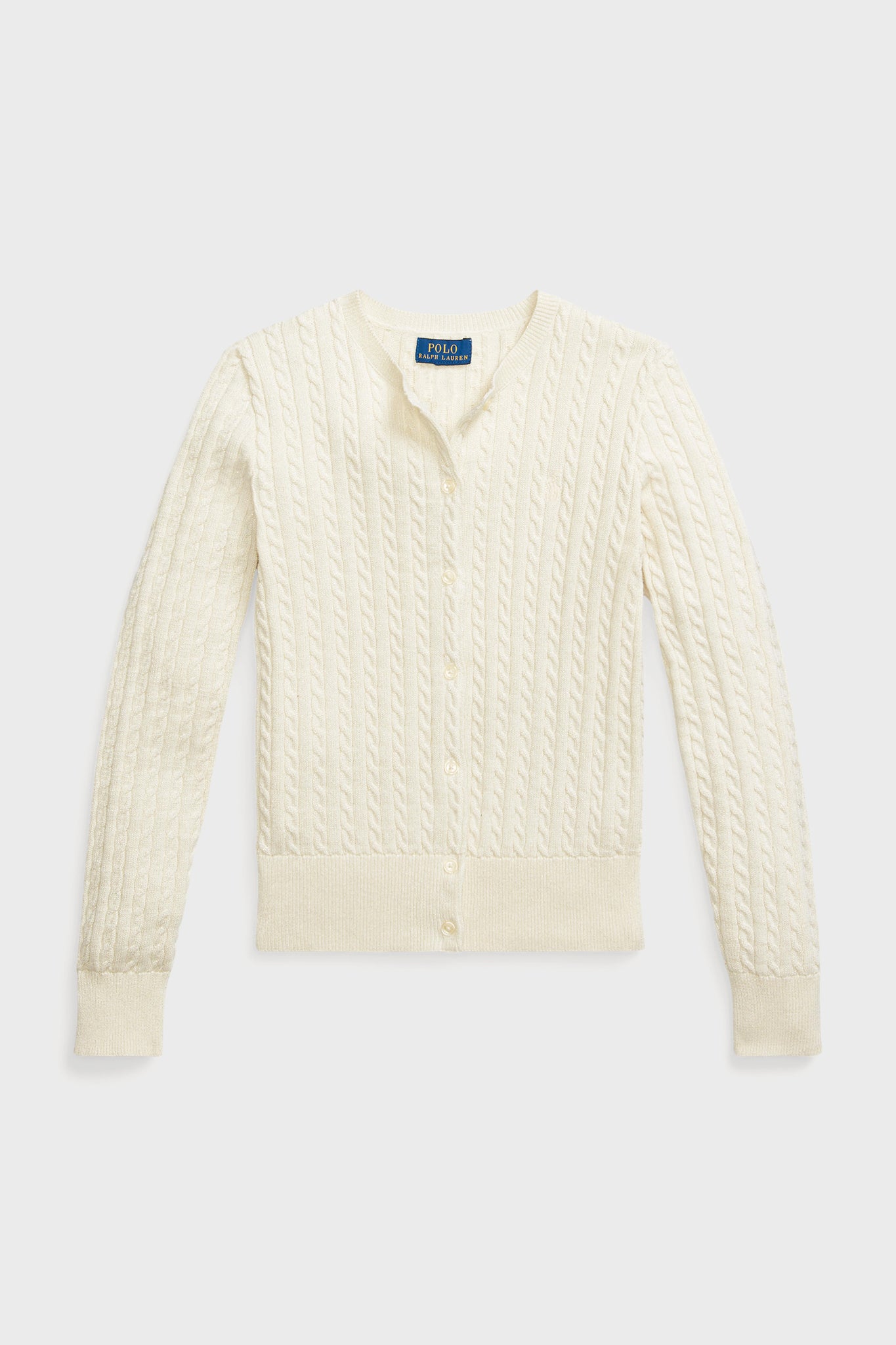 Girls Long-Sleeve Cotton Cable Knit Lurex Cardigan