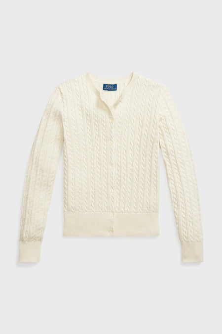 Girls Long-Sleeve Cotton Cable Knit Lurex Cardigan