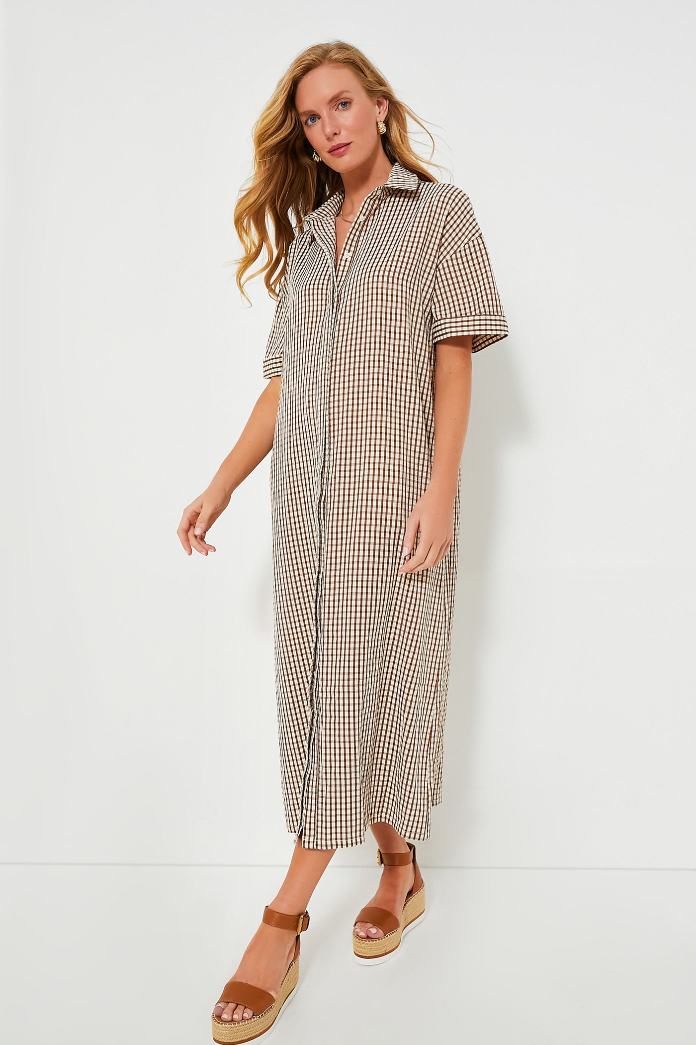 tuckernuck brown gingham dress Embroidered Floral Green Gingham Mini Delaney Dress