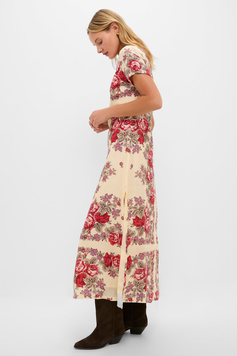 White Rosebush Preeti Silk Dress