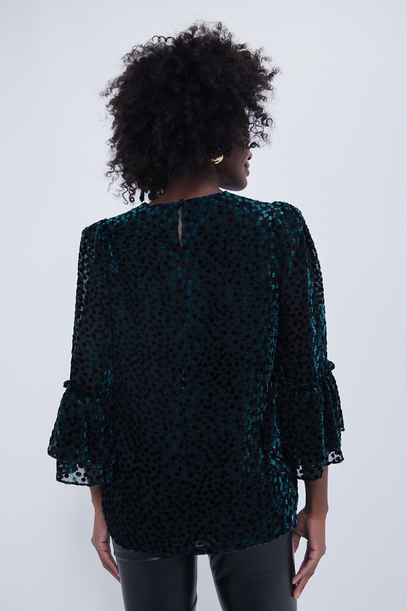 Black Flock Dot Velvet Luciela Blouse