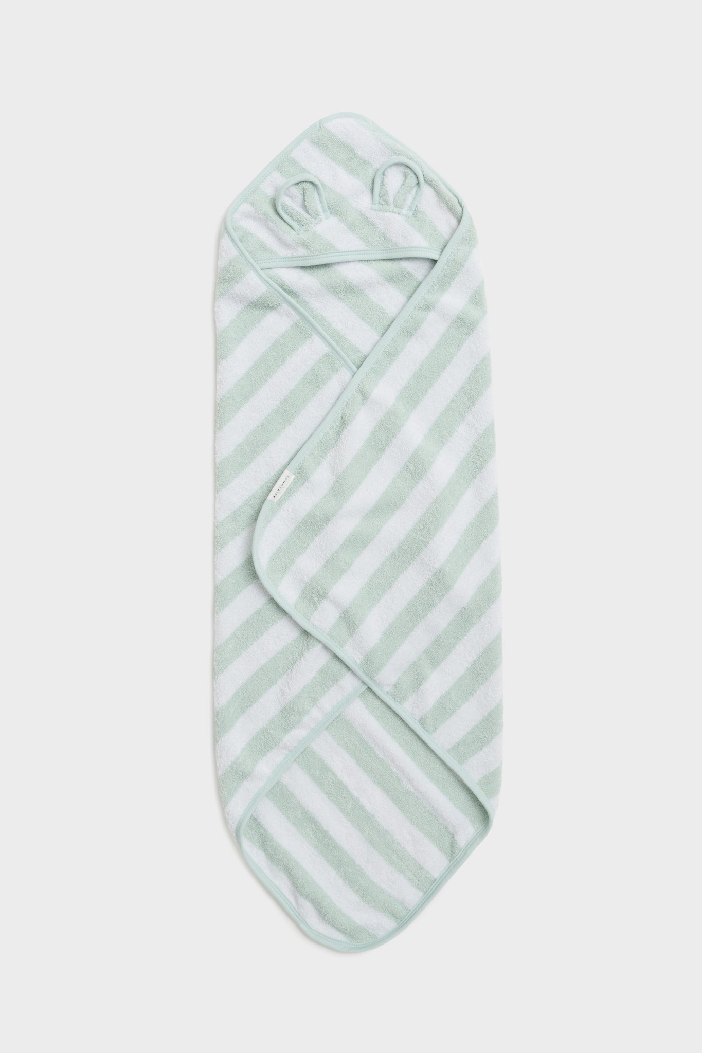 Pastel Green Stripe Baby Critter Towel Wrap