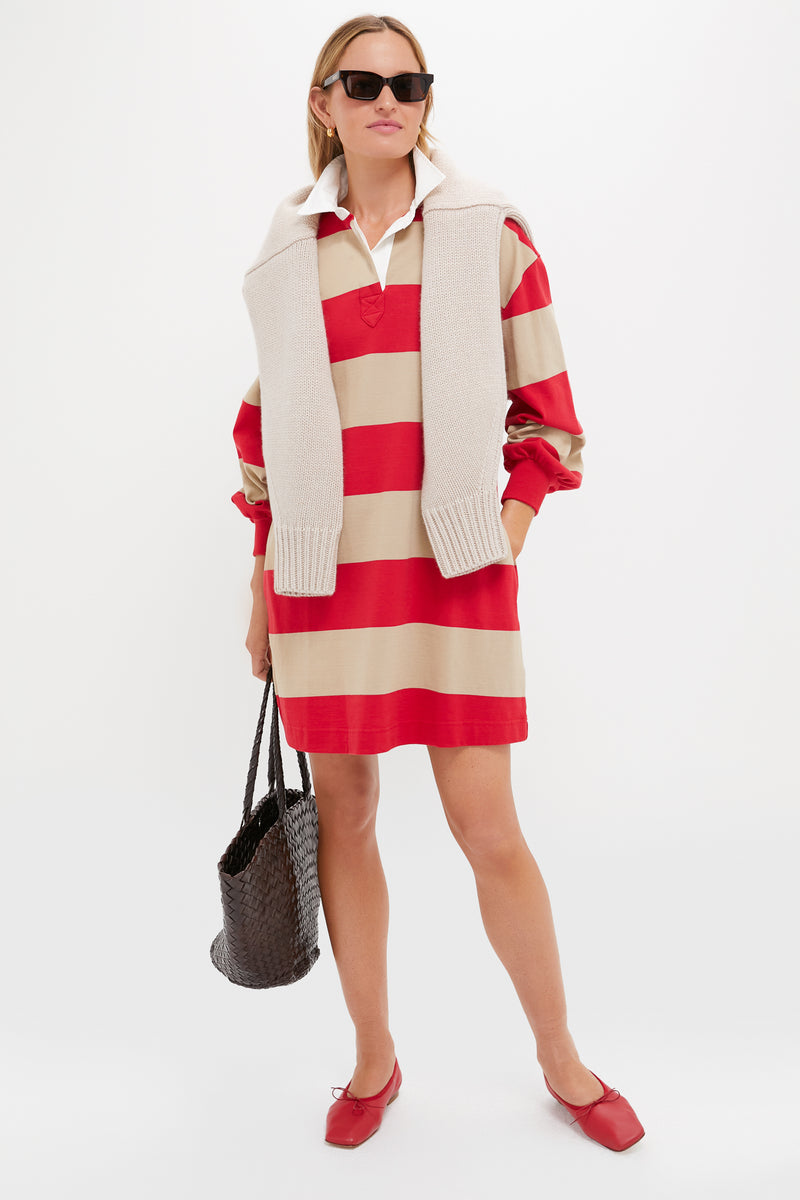 Khaki and Red Stripe Travis Rugby Dress