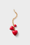 Gold and Cherry Red Happy Heart Bag Charm