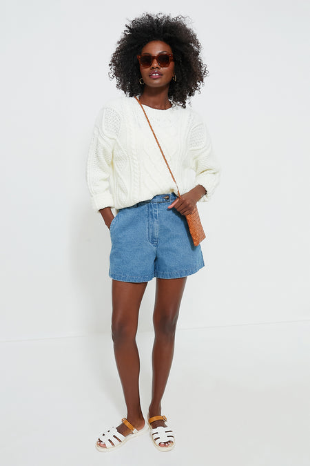 Ivory Cable Knit Courchevel Sweater