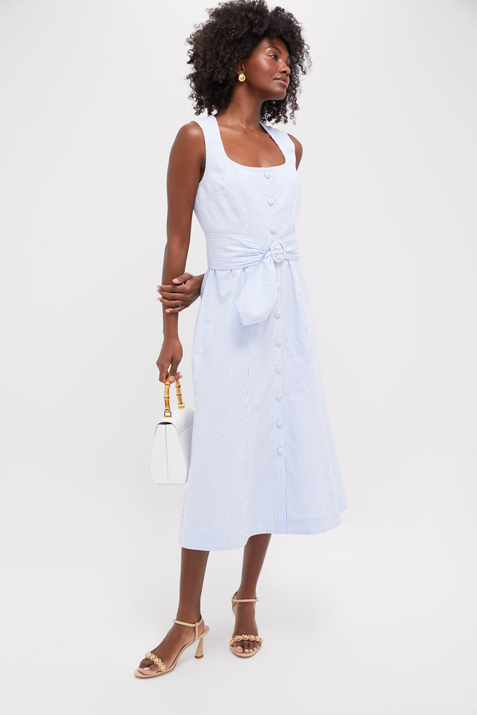 Pomander Place | Blue Seersucker Delta Dress Pomander Place | Blue Seersucker Delta Dress