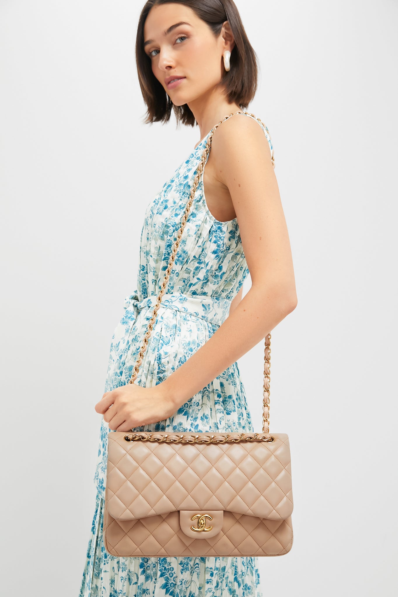 CHANEL Beige Classic Jumbo Flap Bag