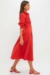 Crimson Jazz Pintuck Midi Dress
