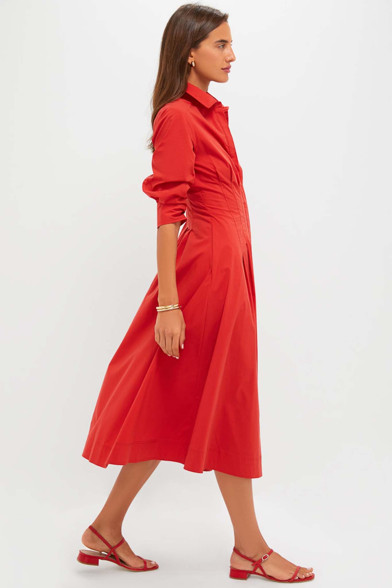 Crimson Jazz Pintuck Midi Dress