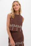 Brown & Cream Embroidery Palm Tank