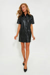 Black Leather Violetta Shirt Dress