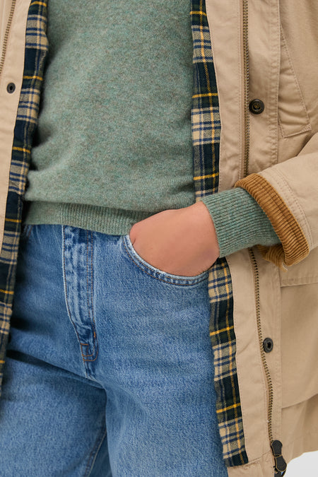 Vintage Khaki Cotton Woven Field Jacket