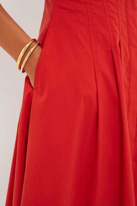 Crimson Jazz Pintuck Midi Dress