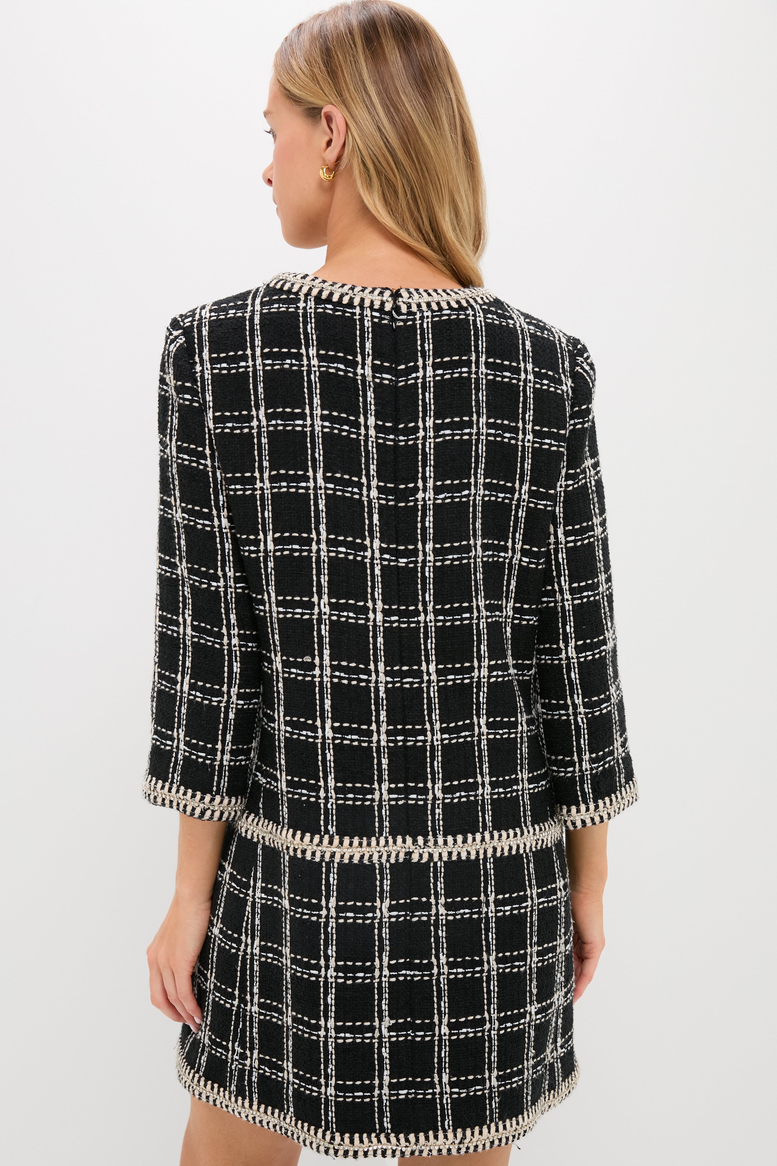 Embellished Black Tweed Onassis Dress