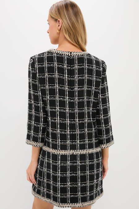 Embellished Black Tweed Onassis Dress