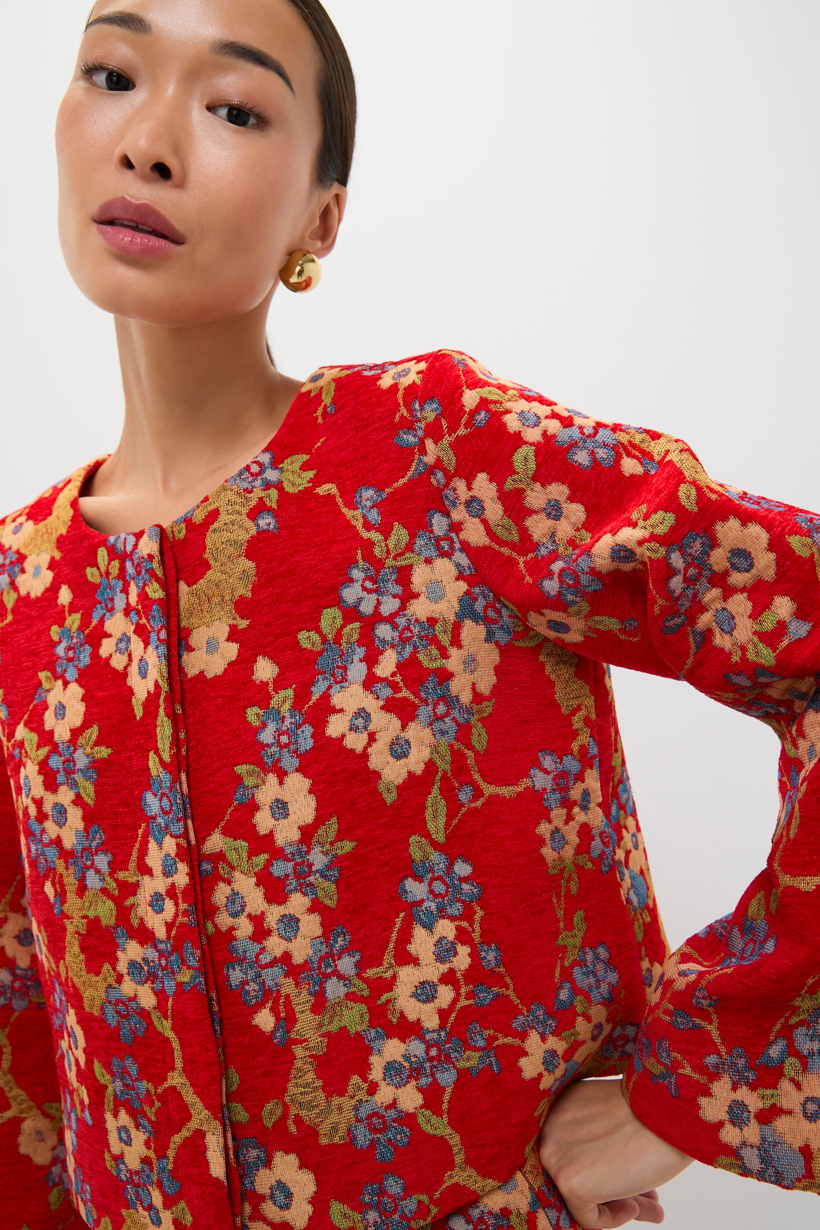 Sakura Blossom Chenille Jacquard Maxine Jacket