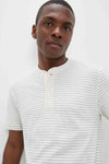 Cream Flint Stripe Short Sleeve Sunwashed Henley