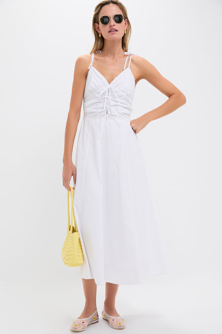 White Tie Front Midi Dress