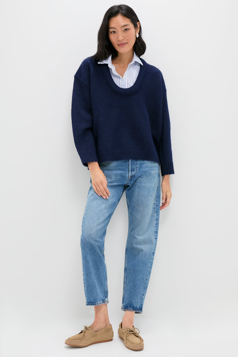 Navy Removable Collar Dickey Sweater