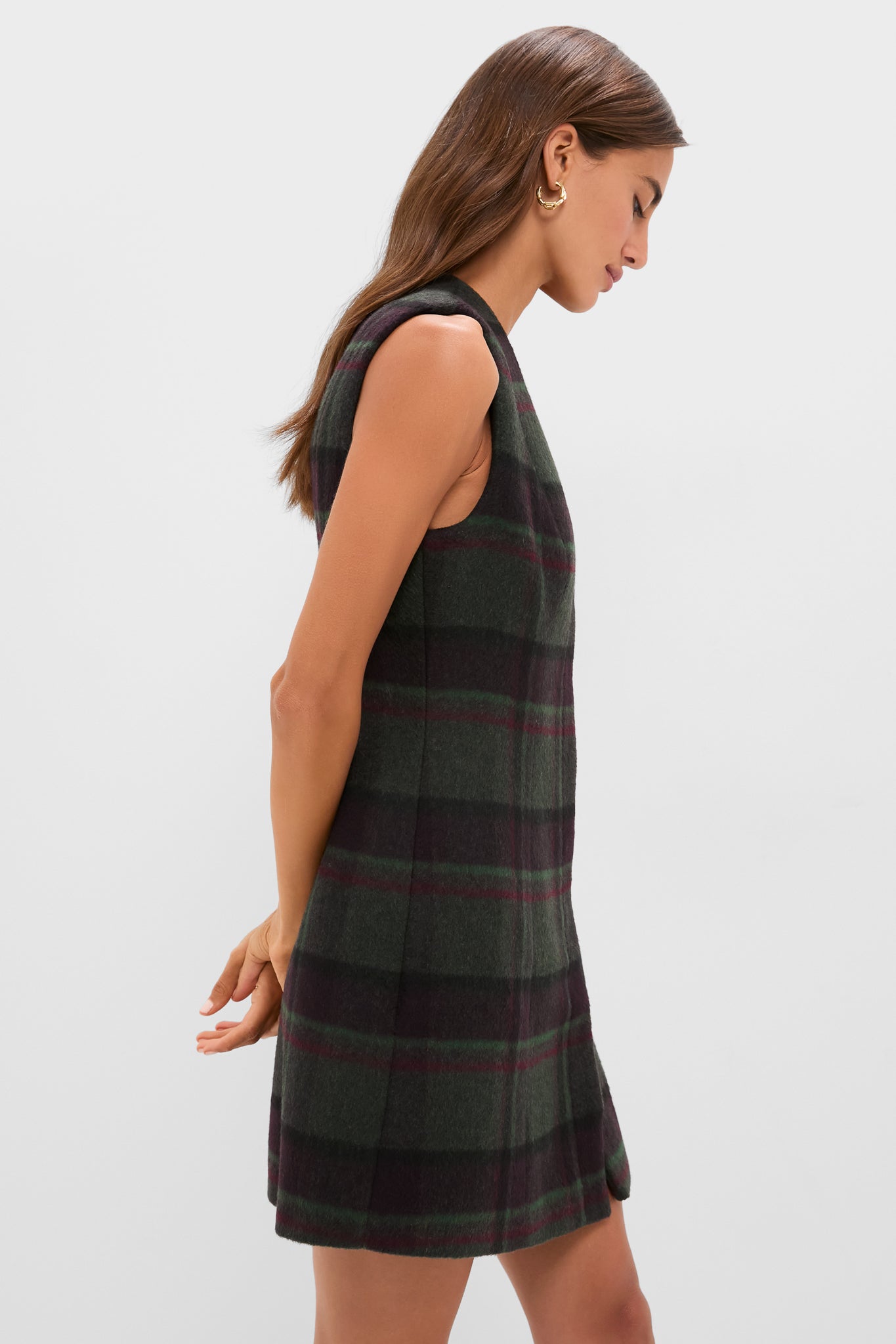 Forest Plaid Wool Mercer Dress