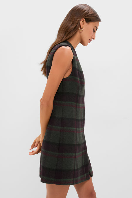 Forest Plaid Wool Mercer Dress