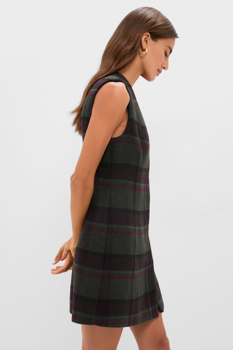 Forest Plaid Wool Mercer Dress