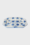 Blue Flower Octagonal Platter with hand-painted cobalt-blue floral motif, combining classic elegance and effortless style for high-end, fun dining experiences.