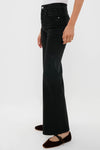 Black Coated Mid Rise Column Jean