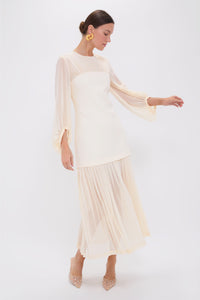 Ivory Pleated Lorraine Dress