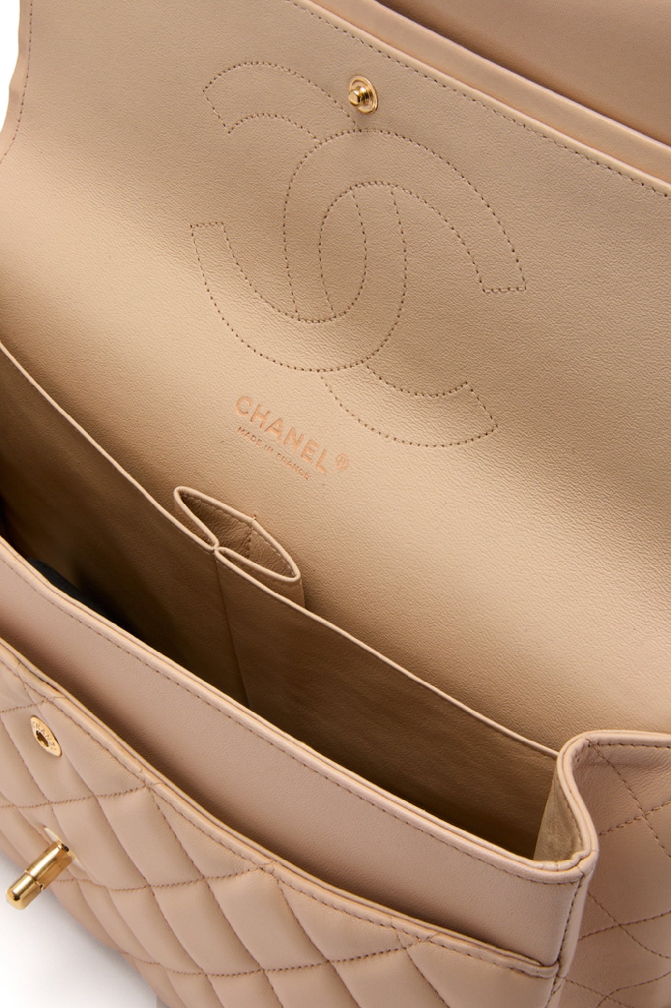 CHANEL Beige Classic Jumbo Flap Bag