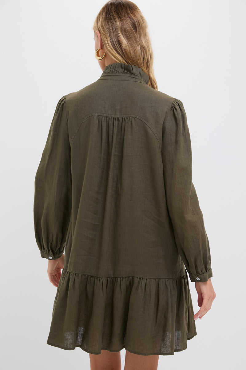 Olive Green Linen Palmerston Dress