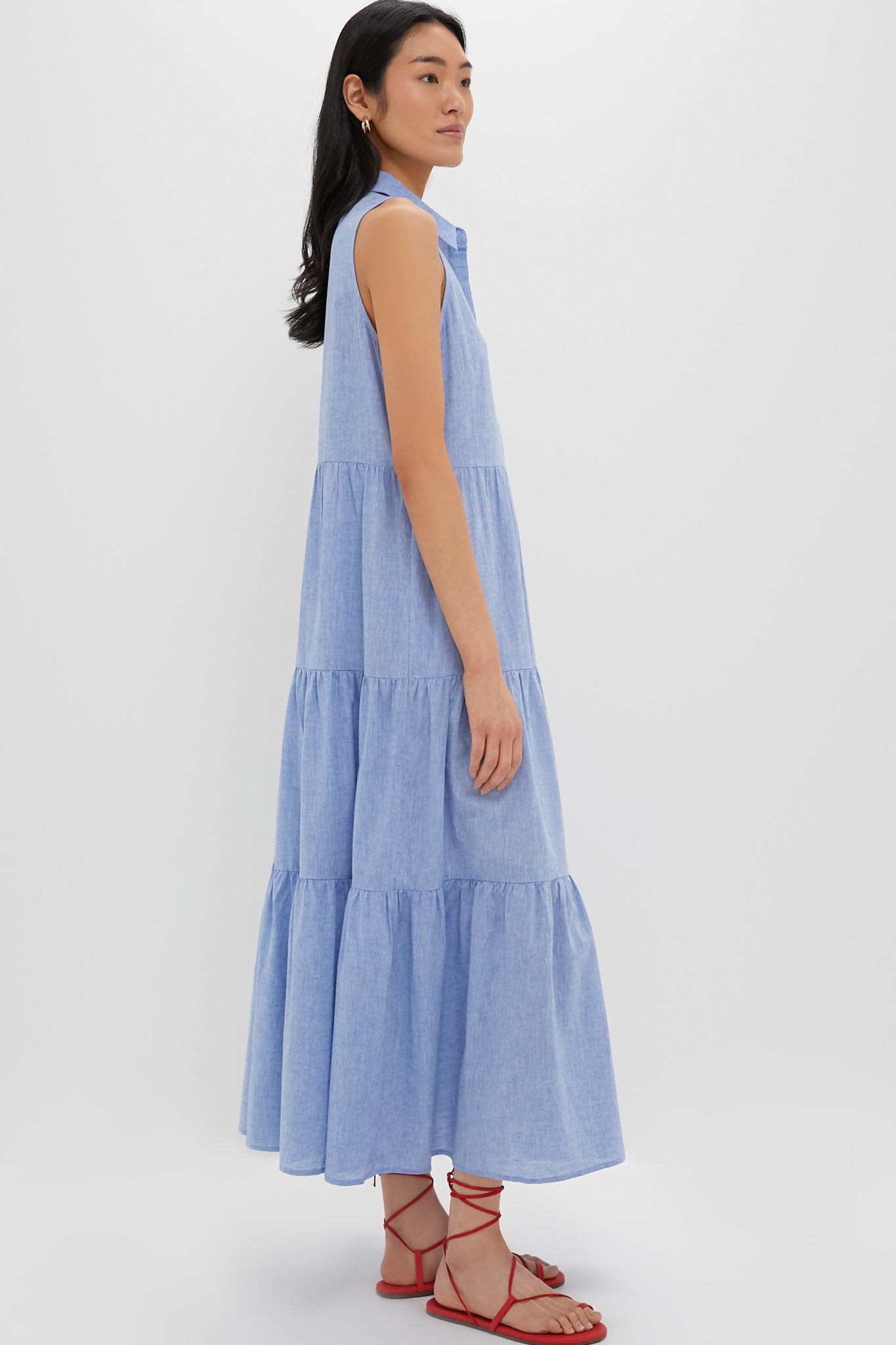 chinese dress ladies Chambray Sleeveless Mabel Maxi Dress