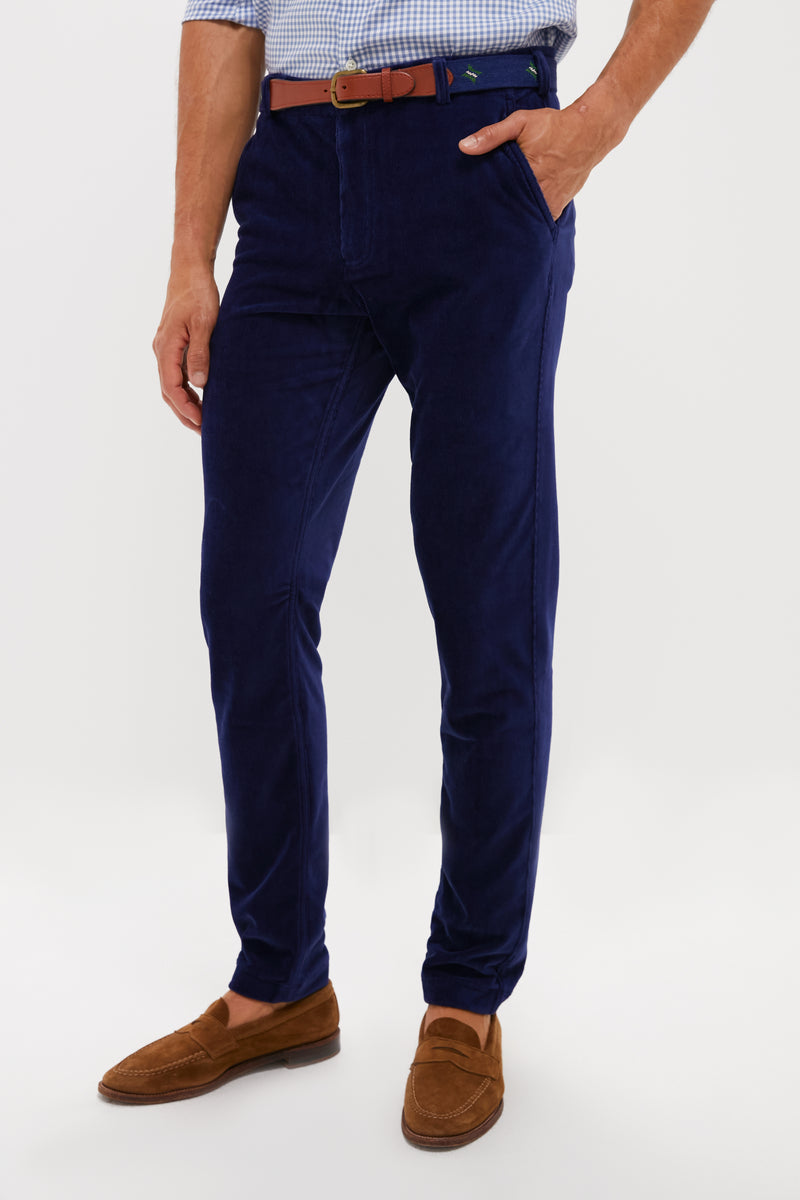Navy Collins Corduroy Pull-on Trouser (32" Inseam)