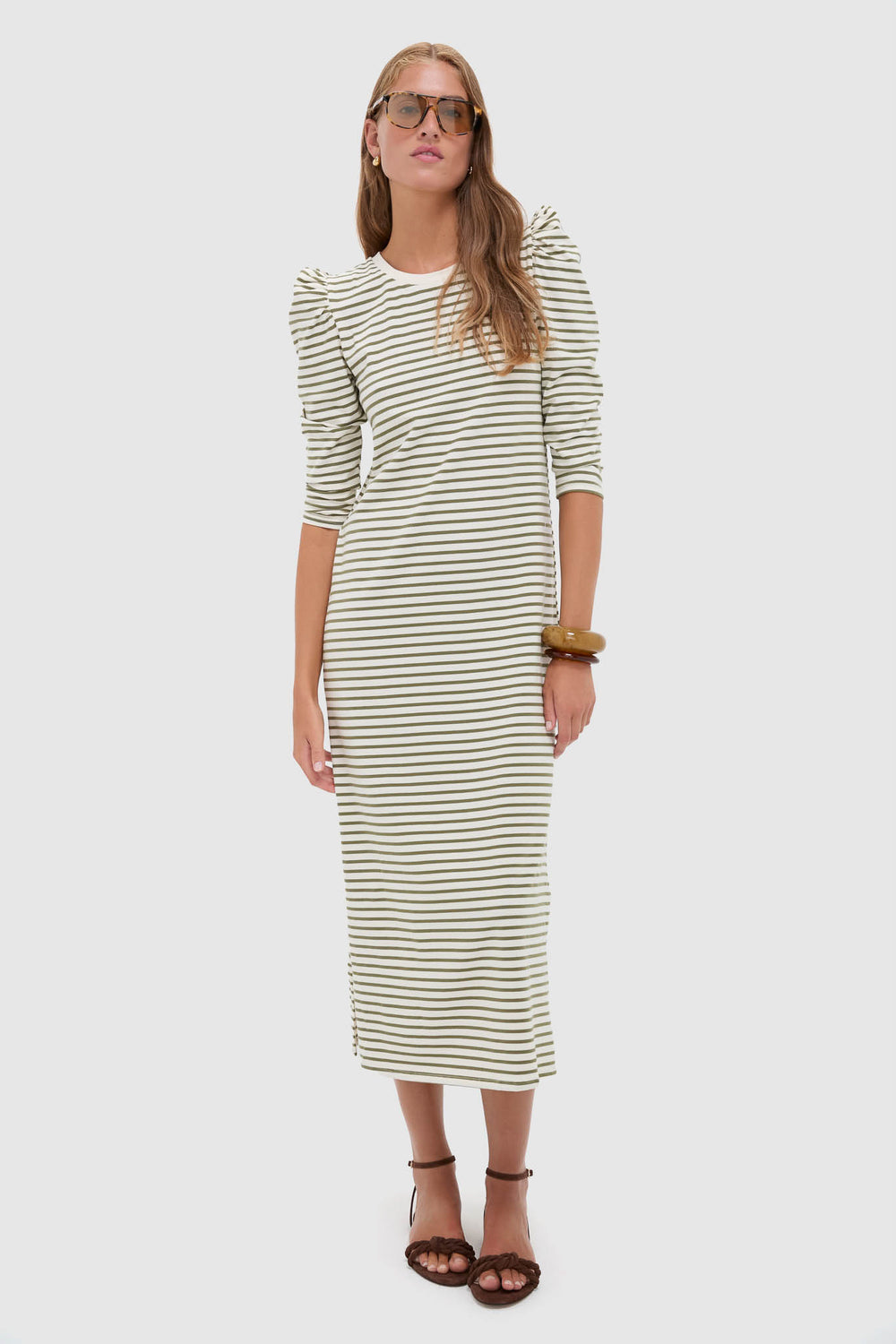 Pomander Place Olive Stripe Vesty Maxi Dress Olive Stripe / XL Pomander Place Olive Stripe Vesty Maxi Dress Olive Stripe / XL