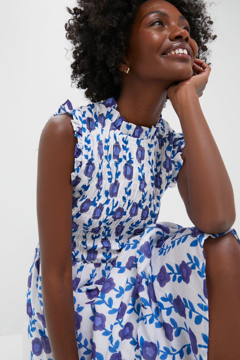 Toscana Blue Sleeveless Smocked Maxi Dress