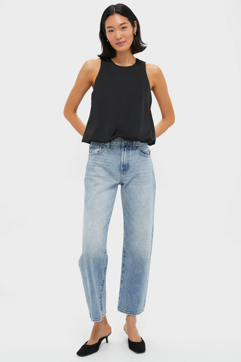 Black Satin Ramona Bubble Hem Top