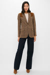 Olive Multi Houndstooth Merino Wool Tweed Woven Blazer