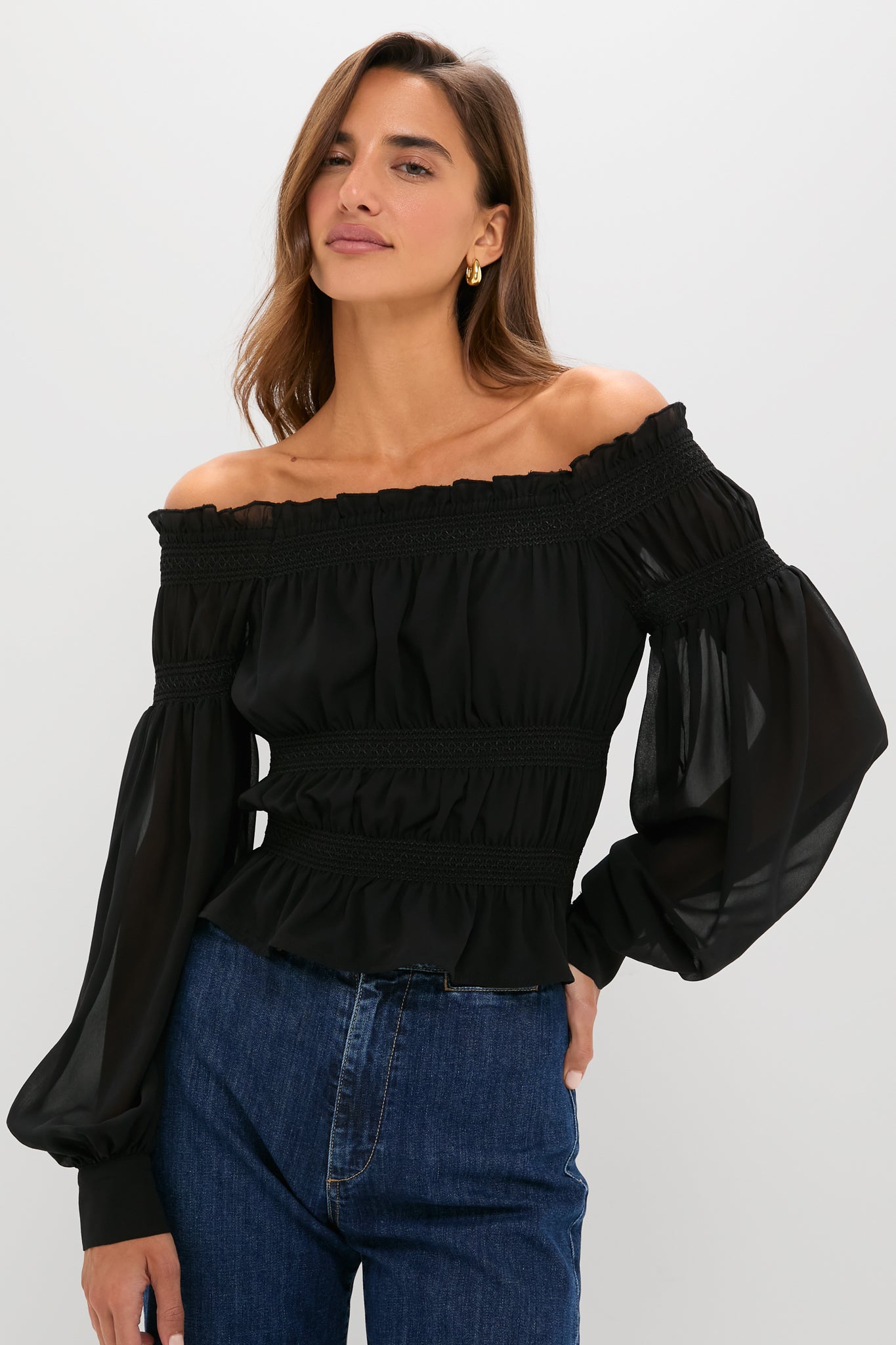Black Georgette Adeline Top