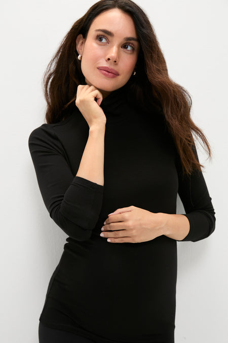 Black Softest Rib Turtleneck