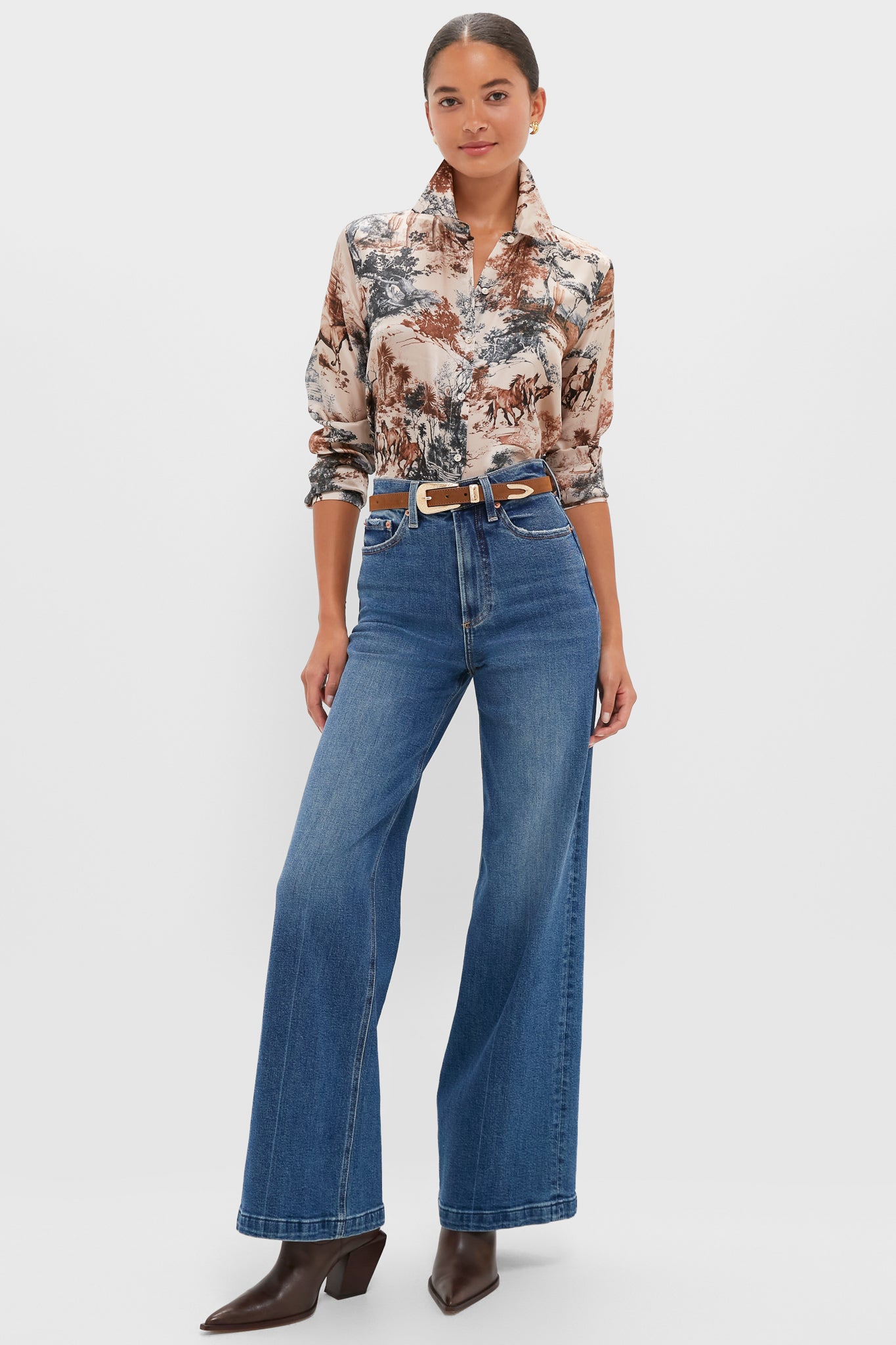 Tan Mountain Western Tyler Long Sleeve Blouse