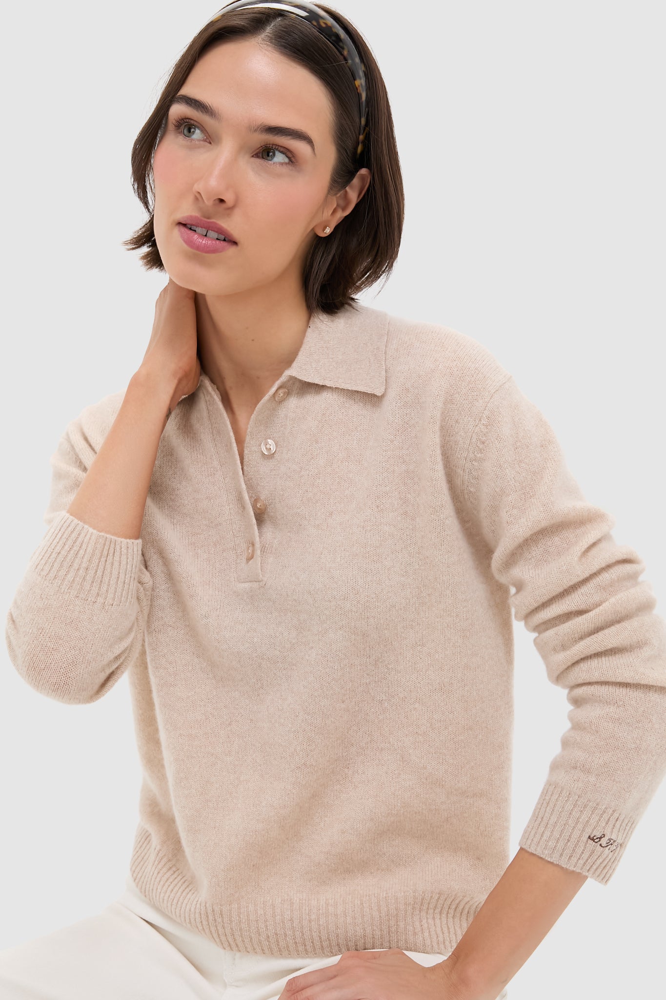 Sandstone Cashmere Cassidy Polo Sweater | Tuckernuck