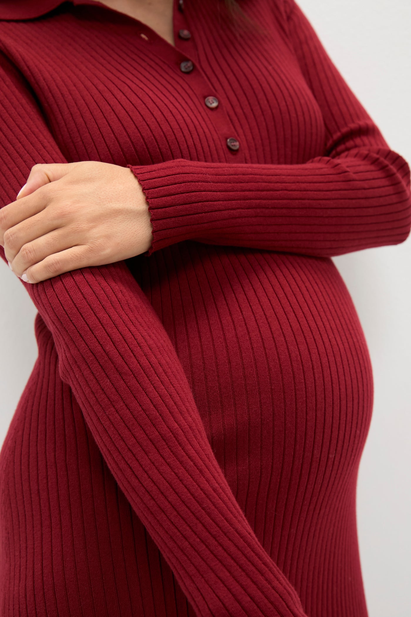 Hatch The Averie Polo Rib Sweater Dress in Burgundy - Size 0 Hatch The Averie Polo Rib Sweater Dress in Burgundy - Size 0