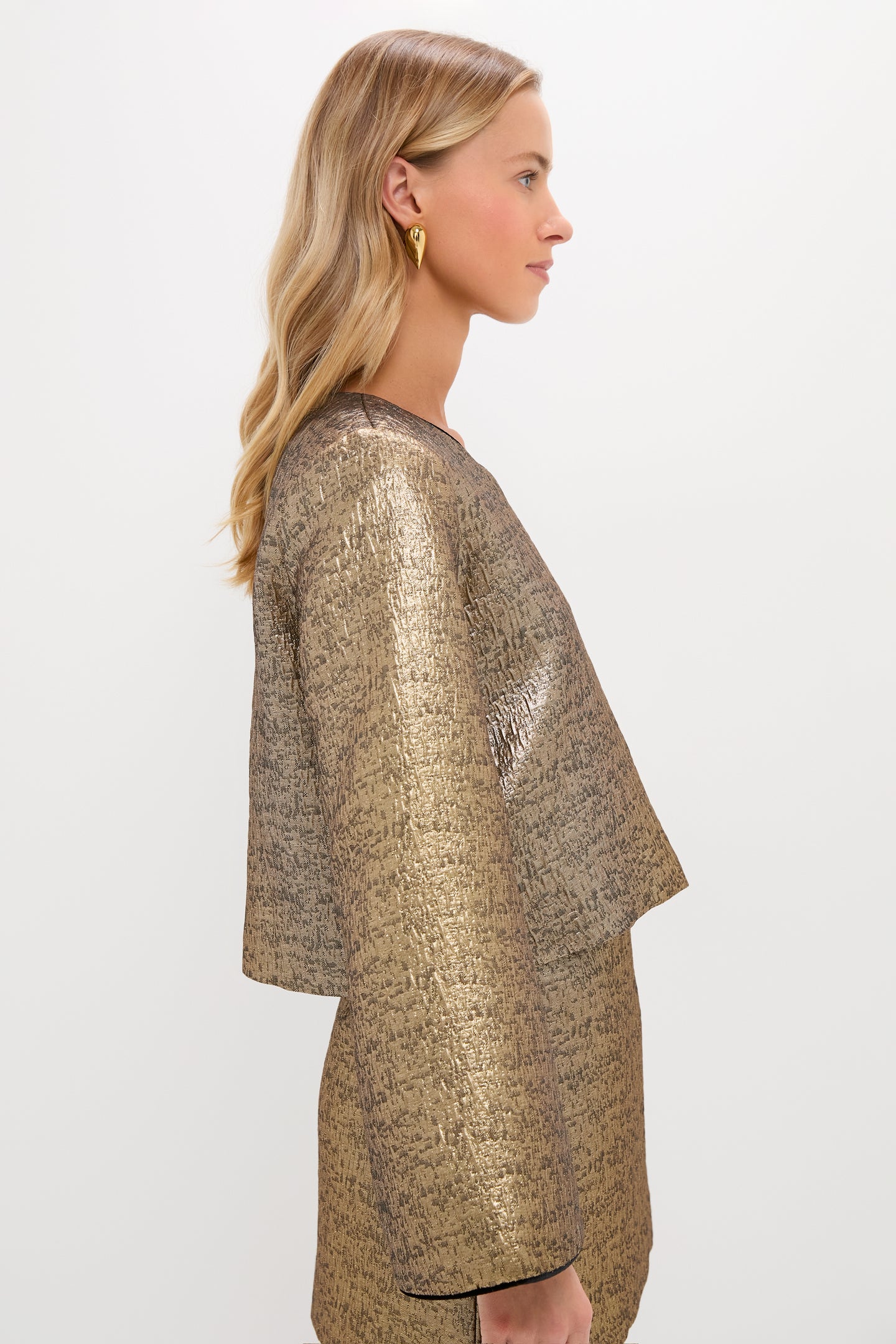 Gold Textured Jacquard Maxine Top